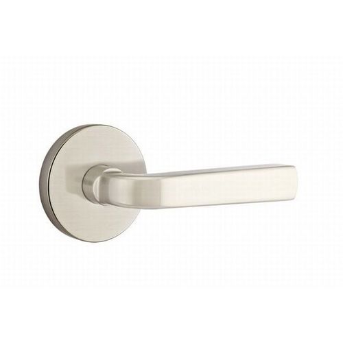 Sion Lever Left Hand Passage with Disk Rose Satin Nickel Finish