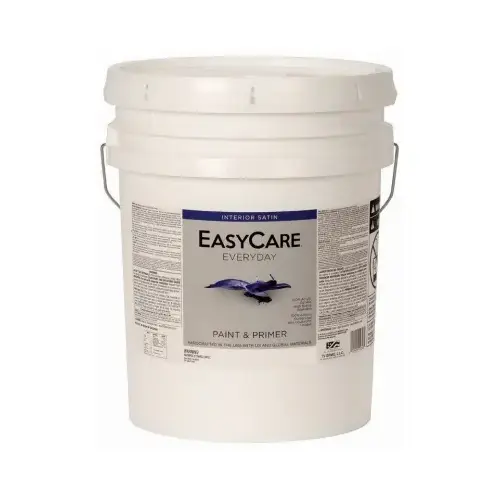 Interior Latex Paint, Satin, White, 5 Gallon