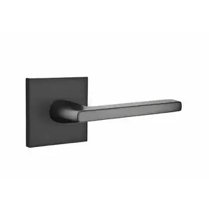 Emtek 5110HLOUS19LH Helios Lever Left Hand Passage with Square Rose Flat Black Finish