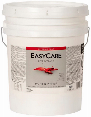 TRUE VALUE MFG COMPANY EVDFT-5G Everyday Acrylic Interior Paint, Flat White, 5 Gallon