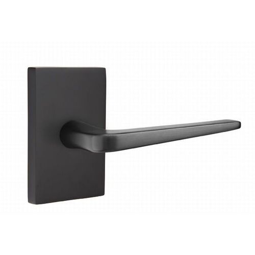 Athena Lever Right Hand Passage with Modern Rectangular Rose Flat Black Finish