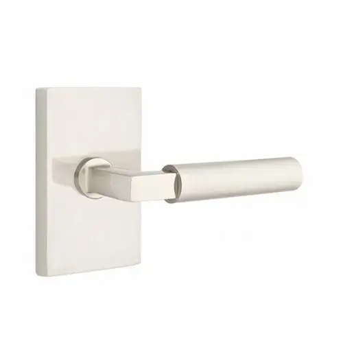 Hercules Lever Left Hand Passage with Modern Rectangular Rose Satin Nickel Finish