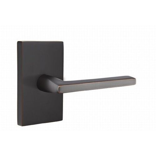Helios Lever Left Hand Passage with Modern Rectangular Rose Oil Rubbed Bronze Finish