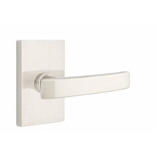 Geneva Lever Right Hand Passage with Modern Rectangular Rose Satin Nickel Finish