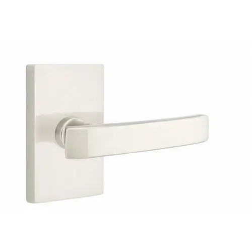 Geneva Lever Left Hand Passage with Modern Rectangular Rose Satin Nickel Finish