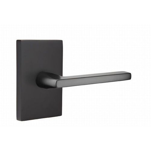 Helios Lever Right Hand Passage with Modern Rectangular Rose Flat Black Finish