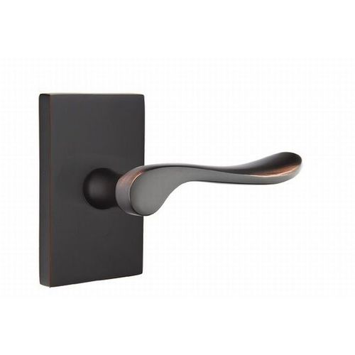 Luzern Lever Left Hand Privacy With Modern Rectangular Rose Oil Rubbed Bronze Finish