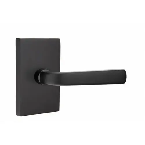 Sion Lever Right Hand Passage with Modern Rectangular Rose Flat Black Finish