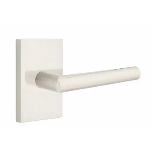 Stuttgart Lever Left Hand Privacy With Modern Rectangular Rose Satin Nickel Finish