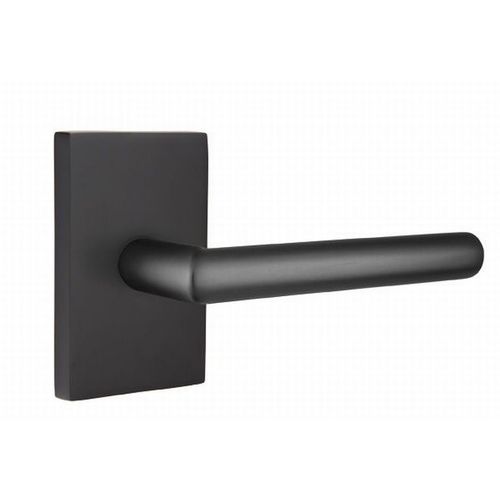 Stuttgart Lever Left Hand Passage with Modern Rectangular Rose Flat Black Finish