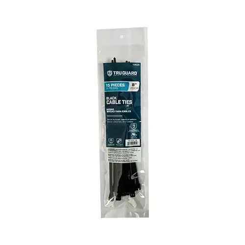 IRONCUBE WORKS NL-5X200-15B Self-Locking Cable Ties, Black, 8 In - pack of 15