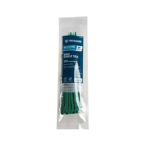 IRONCUBE WORKS NL-5X200-20G Cable Ties, Green, 8 In - pack of 20