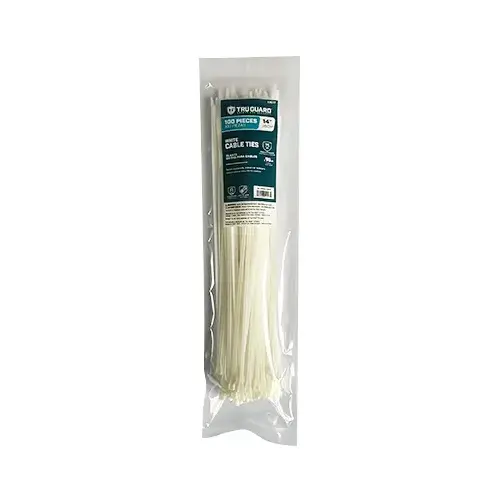 IRONCUBE WORKS NL-5X350-100W Self-Locking Cable Ties, White, 14 In - pack of 100