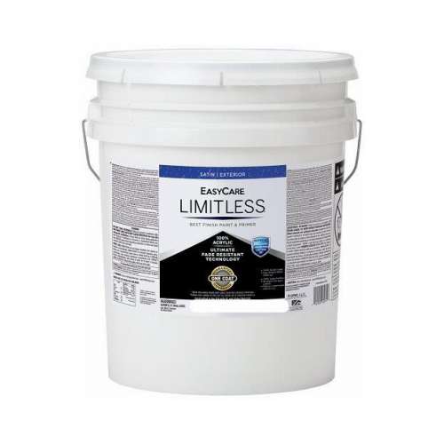 Limitless WeatherAll Exterior House Paint & Primer, White Satin Acrylic Latex, 5 Gallons