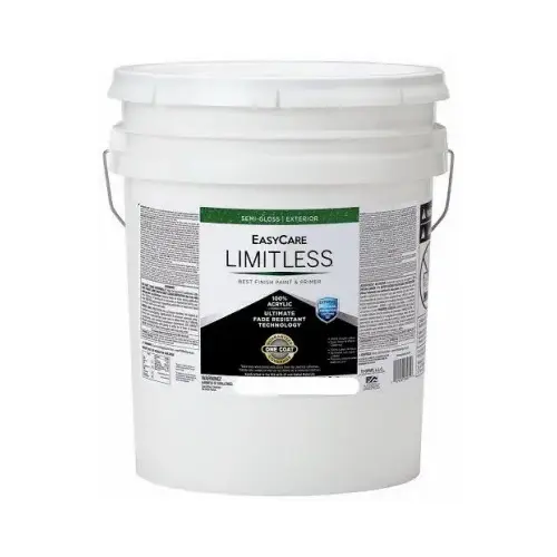 Limitless WeatherAll Exterior House Paint & Primer, White Semi-Gloss Acrylic Latex, 5 Gallons