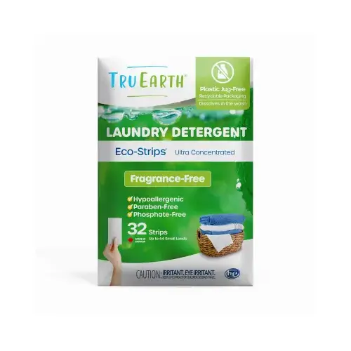 TRU EARTH ENVIRONMENTAL PRODUCTS TE-US-ML-FF32-MC048 Laundry Detergent Eco-Strips, Fragrance-free, 32-Ct.