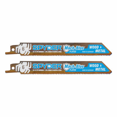 SM PRODUCTS LLC 200319 Mach-Blue Bi-Metal Reciprocating Saw Blades, Wood/Metal Cutting, 10/14-TPI, 6 In., 2-Pk.