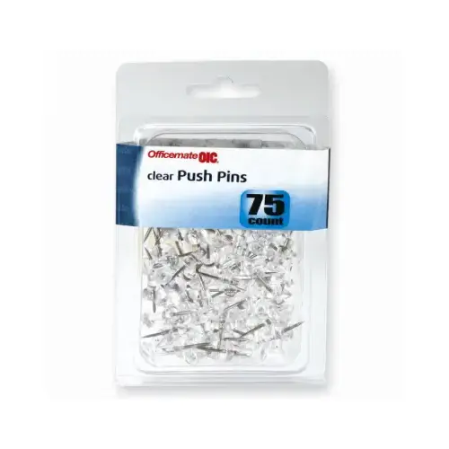 VICTOR TECHNOLOGY LLC 92611 Push Pins, Clear - pack of 75