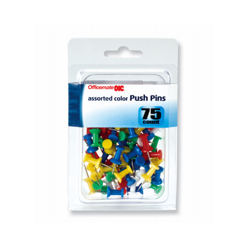 VICTOR TECHNOLOGY LLC 92612 Push Pins, Assorted Colors, 75-Ct.