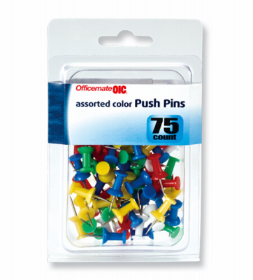 VICTOR TECHNOLOGY LLC 92612 Push Pins, Assorted Colors, 75-Ct.