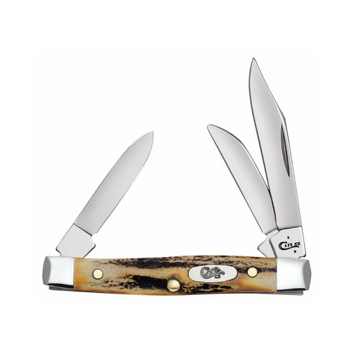 Genuine Stag Small Stockman Pocket Knife, 3 Blades, 2-5/8 In.