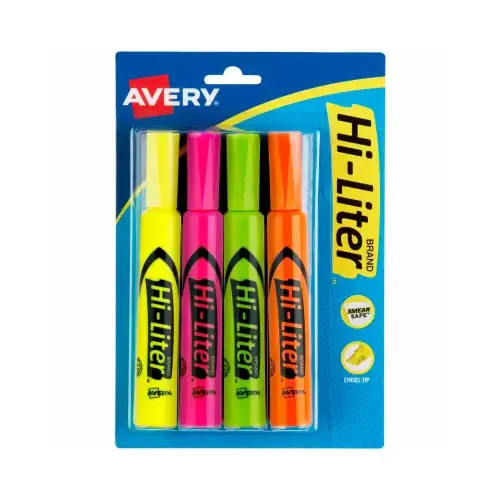 Avery 24063 Fluorescent Highlighters, 4-Color 4-Pk.