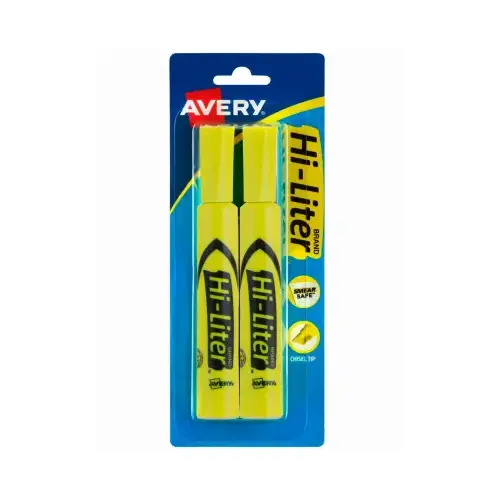 Avery 24081 Fluorescent Highlighters, Yellow, 2-Pk.