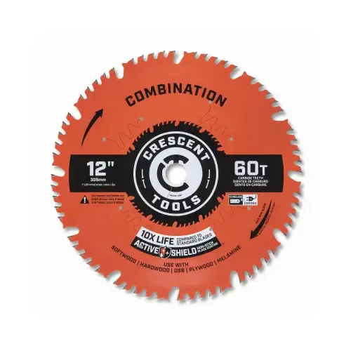 Combination Circular Saw Blade, 12 In. x 60-Tooth