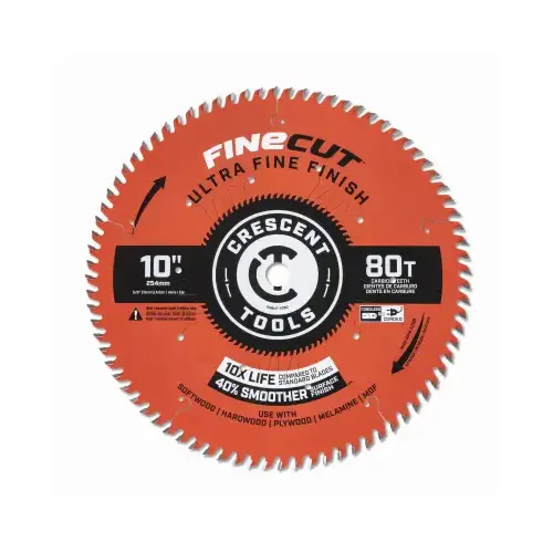 FineCut Ultra Fine Finishing Circular Saw Blade, 80-Tooth, 10 In.