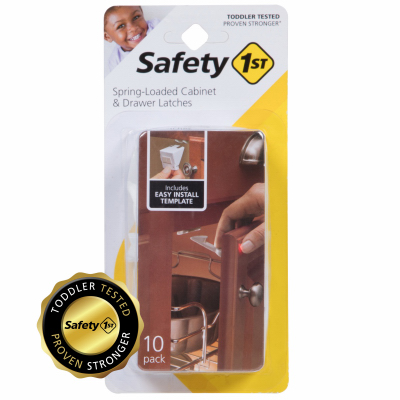 Safety 1st 48392 Spring-Loaded Cabinet and Drawer Latch, 10-Pk.