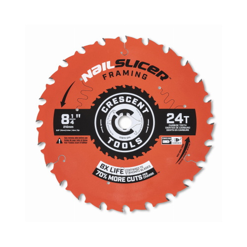 NailSlicer Framing Circular Saw Blade, 8-1/4 In. x 24 Tooth