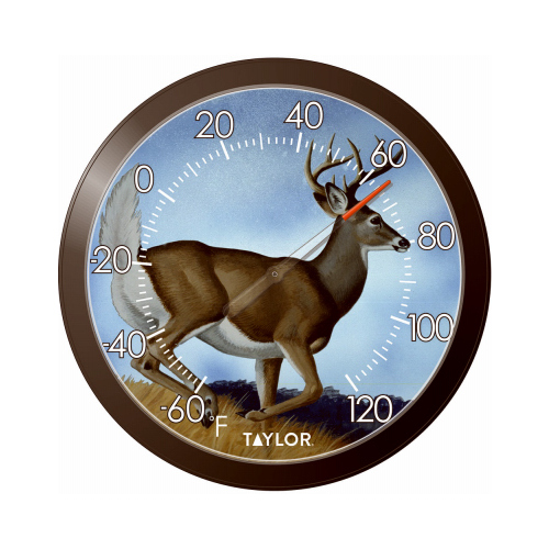 13.25" Taylor Round Dial Thermometer White Tail Design