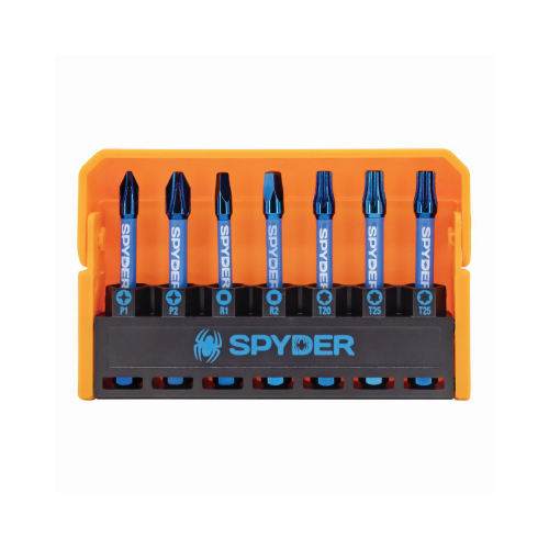 SM PRODUCTS LLC 19028 7-Pc. Mach-Blue Impact Driver Bits, Assorted 2 In. Phillips/Square/Torx