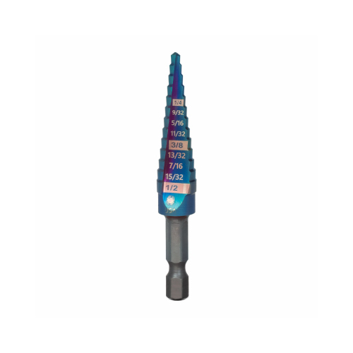 SM PRODUCTS LLC 19019 Mach-Blue 13-Step Drill Bit, 1/8 - 1/2 In.