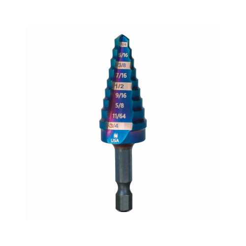 SM PRODUCTS LLC 19021 Mach-Blue 9-Step Drill Bit, 1/4 - 3/4 In.