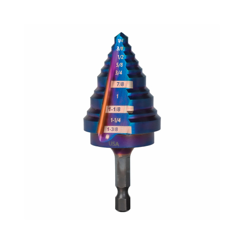 Mach-Blue 10-Step Drill Bit, 1/4 - 1-3/8 In.