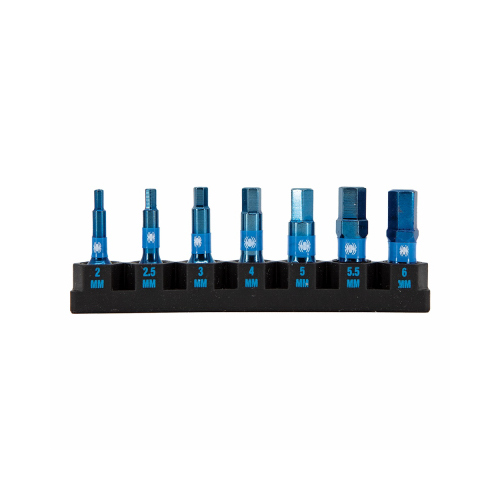 SM PRODUCTS LLC 19066 7-Pc. Mach-Blue Hex Metric Impact Driver Bits, 1 In.