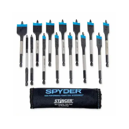 Stinger 14-Pc. Spade Woodboring Bit Set & Pouch