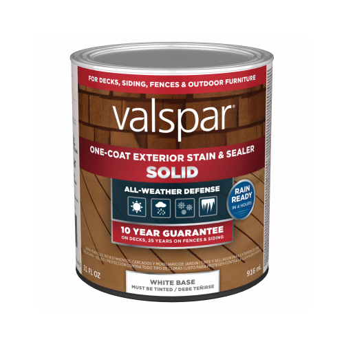 VALSPAR/CABOT VL1028088-14 Valspar One-Coat Solid Stain & Sealer, White Base, 1 Quart