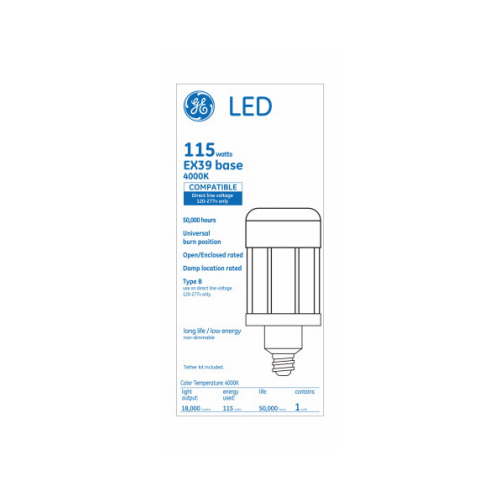 LED HID Lamp, ED28 Shape, Mogul Base, 18000 Lumens, 115 Watt