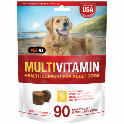 SERGEANT'S PET 00123 MultiVitamin Adult Dogs Soft Chew Treats, Hickory Smoked Flavored, 90 Count, 11.1-oz.