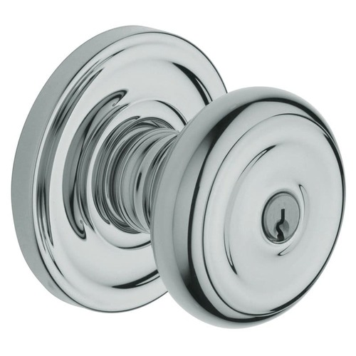 5214 Thick Door Colonial Knob Standard Keyed Entry Bright Chrome Finish