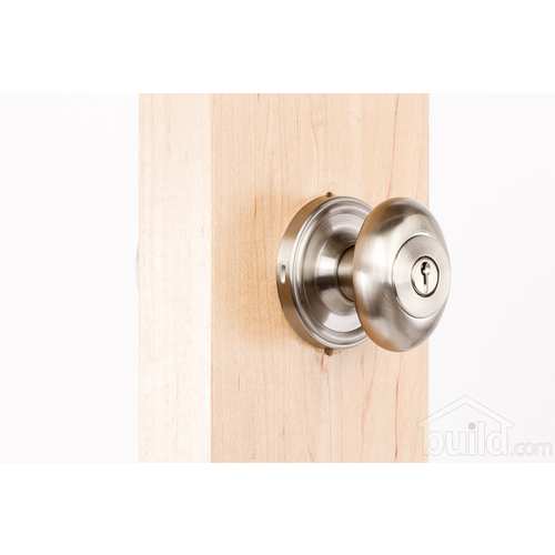 Impresa by Legacy Entry Lock with Adjustable Latch and Full Lip Strike Satin Nickel Finish