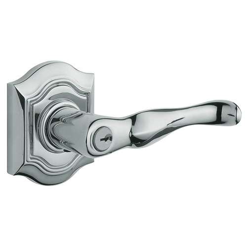 Bethpage Style Right Handed Single Cylinder Keyed Entry Door Lever Set with Bethpage Rosette for Thicker Doors from the Estate Collection Bright Chrome