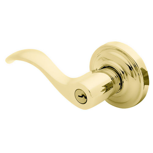 Left Hand 5258 Wave Lever Standard Keyed Entry Lifetime Polished Brass Finish