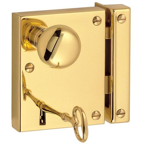 Left Hand Small Vertical Privacy Rim Lock Unlacquered Brass Finish