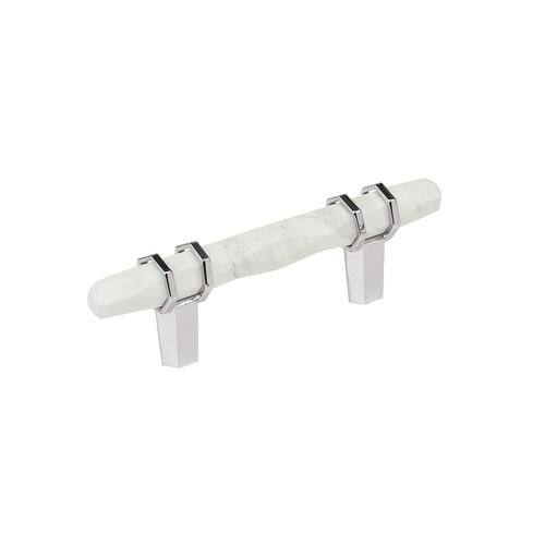 Carrione Cabinet Pull Marble White/Polished Chrome