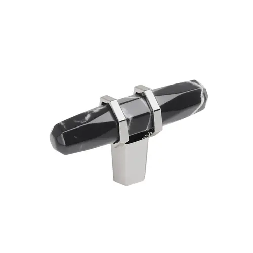 Carrione Cabinet Knob Marble Black/Polished Chrome