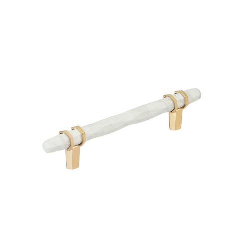 Carrione Cabinet Pull Marble White/Champagne Bronze