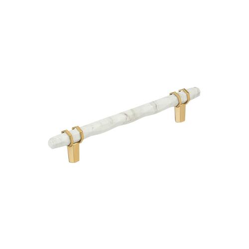 Carrione Cabinet Pull Marble White/Champagne Bronze